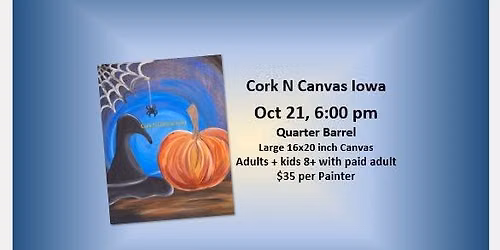 The Quarter Barrel -Hat pumpkin & spiderweb- Cork N Canvas Iowa