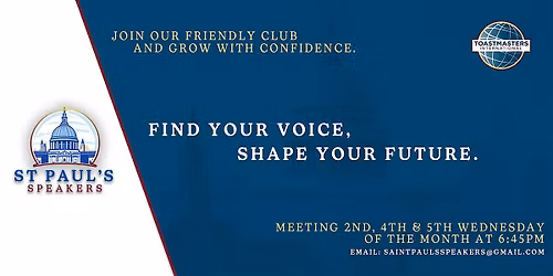 St Pauls Speakers Toastmasters | FREE Public Speaking Workshop and Practice