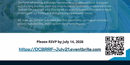 Durham Choice Business Retention & Recruitment Fund Session