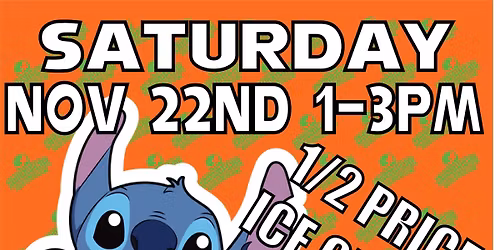 STITCH and 1\/2 PRICED ICE CREAM at SUPERHERO CREAMERY in the Huntington Mall