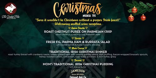 Christmas Day Menu at The Rabbit Hole Irish Sports Bar