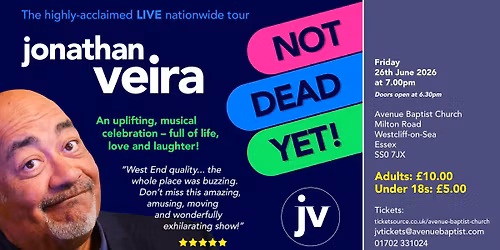 Jonathan Veira with his nationwide tour: \u2018NOT DEAD YET\u2019.