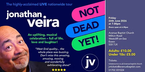 Jonathan Veira with his nationwide tour: \u2018NOT DEAD YET\u2019.
