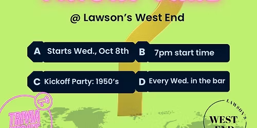 Trivia Night at Lawson\u2019s West End by Smarty Pants Trivia