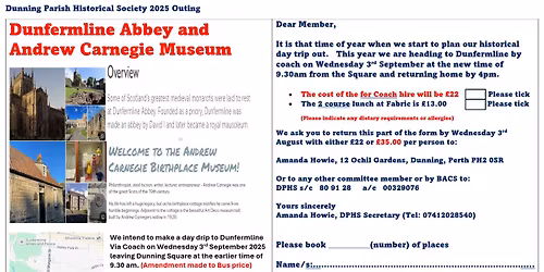 Bus Outing to Dunfermline Abbey and Andrew Carnegie Museum