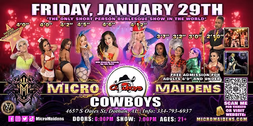 Dothan, AL - Micro Maidens Dwarf Dancers @ Cowboys