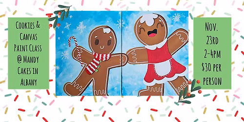 Cookies & Canvas Paint Class at Mandy Cakes in Albany