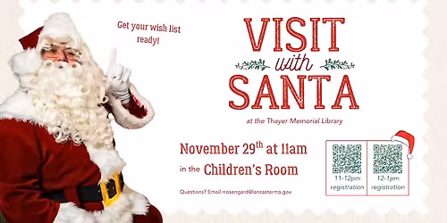 Visit with Santa! In the Children's Room ~ Two Time Slots ~ registration open 🎅
