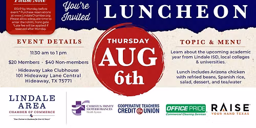 August 2026 LACC Luncheon - Spotlight on Education in East Texas