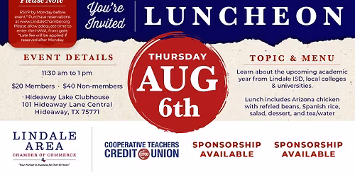 August 2026 LACC Luncheon - Spotlight on Education in East Texas