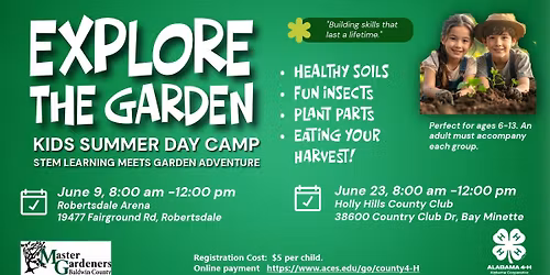 Explore the Garden, Kids Summer Day Camp, June 9 or June 23