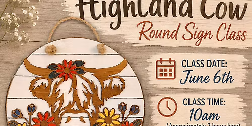 Highland Cow Round Sign