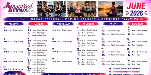 June Fitness Classes & Personal Training