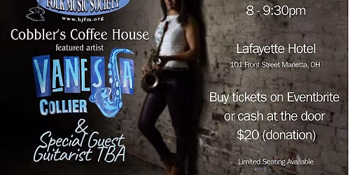 BJFM Society presents Cobbler's Coffeehouse with Vanessa Collier .