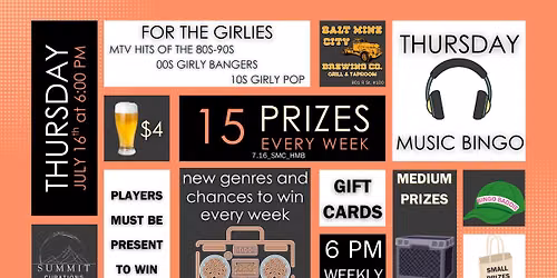 For the Girlies Music Bingo Thursday at Salt Mine City Brewing Co.