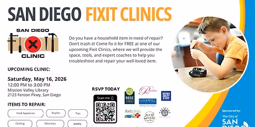San Diego Fixit Clinic at Mission Valley Library