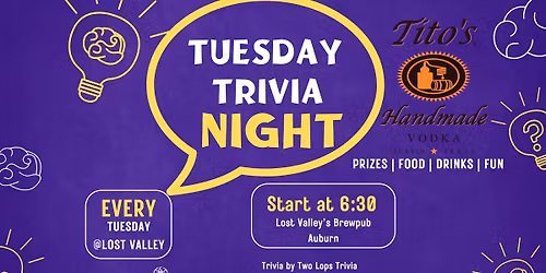 Tito's Tuesday Night Trivia in the Brewpub -Lost Valley
