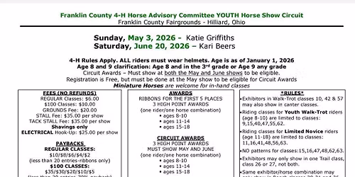 Franklin County 4-H Horse Advisory Committee Youth Horse Show Circuit