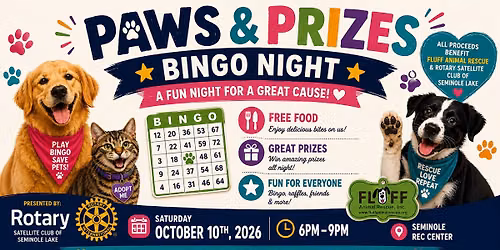 Paws and Prizes BINGO with Rotary Satellite Club of Seminole