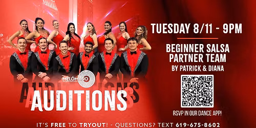 FREE Mel\u00f3mano Beginner Salsa Partner Team Tryout! 8\/11