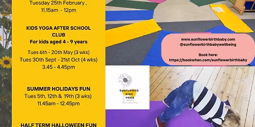Sunflower Childrens Yoga Day Club, Larchwood Studio, Hay-on-Wye, Tues 18th Nov \u2013 9th Dec, 12.30pm