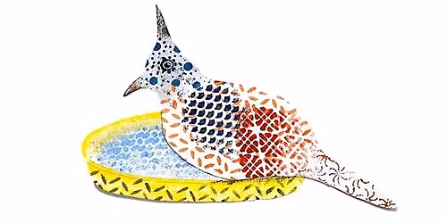 Bird Silhouettes - painting with patterned stencils