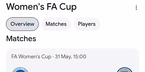 live Screening of the Womens FACup Final on Sunday 31st  May 2026.  Doors open 2pm kick-off 3pm