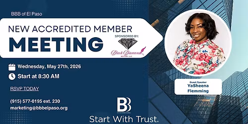 Newly Accredited Business Meeting with Guest Speaker YaSheena Flemming