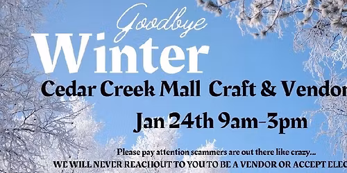 Cedar Creek Mall January 2026 Craft \/ Vendor Show