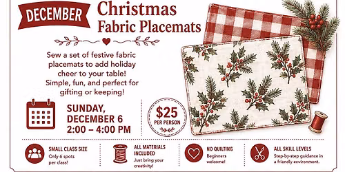 Christmas Placemat Sewing Class