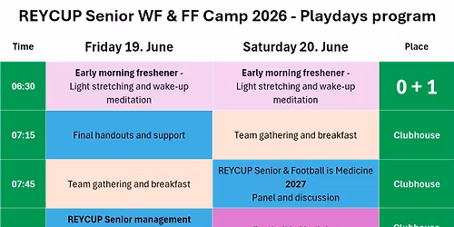 REYCUP Senior WF&FF Program and Layout 2026