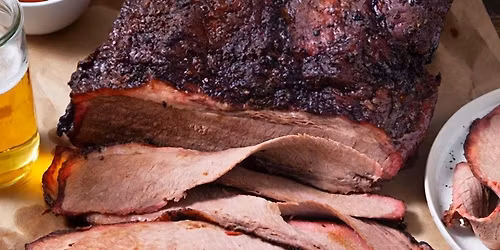 Slow Cooked Beef Brisket with Texas BBQ Sauce and Green Chili Cole Slaw