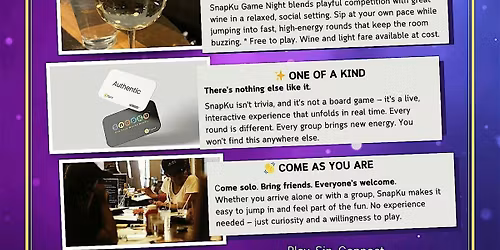 Sip n\u2019 Play SnapKu at our SnapKu Game Night!