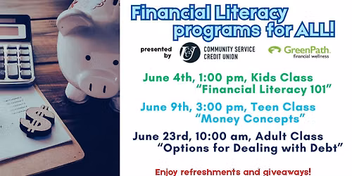 \u201cMoney Concepts for Teens\u201d with Community Service Credit Union