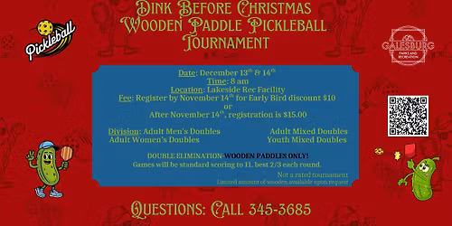 Dink Before Christmas Wooden Paddle Pickleball Tournament