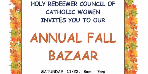 Annual Fall Bazaar - Holy Redeemer CCW