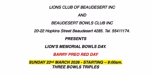 Lion's Memorial Bowls Day