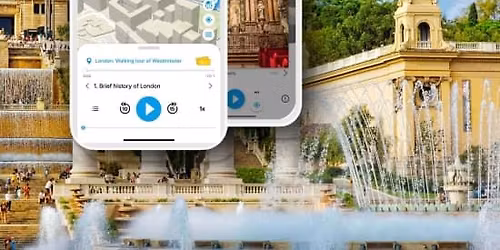 Parque de Montjuic, Barcelona con Audiogu\u00eda en App M\u00f3vil