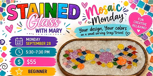 Stained Glass with Mary- Mosaic SERVING TRAY