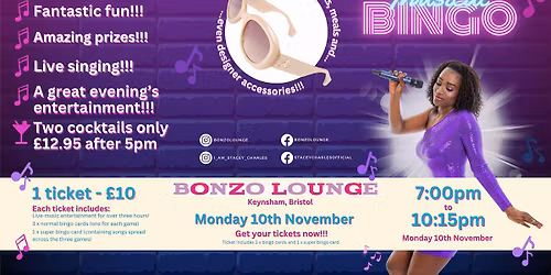 Midweek Musical Bingo at Bonzo Lounge (Keynsham) - Monday 10th November 2025 7pm