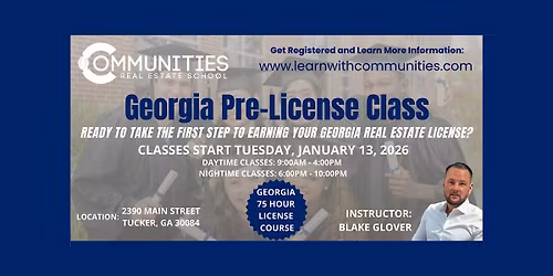 Georgia Real Estate Prelicense Course \u2013 75 Hours | In-Person | Evening