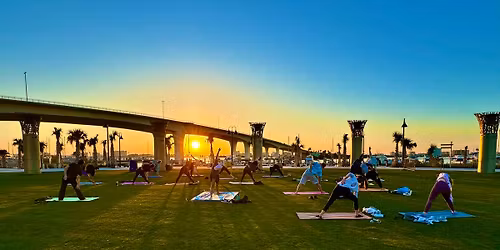 Join us for free yoga on Saturday mornings at Coachman Park.