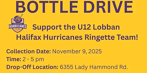 Fundraising Bottle Drive - North End Halifax - Halifax Hurricanes Ringette