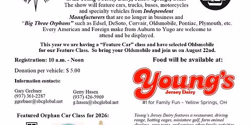 Bob Pool "Orphan" Car Show 2026