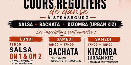 Rentr\u00e9e cours de danse r\u00e9guliers Salsa On1&2 Bachata et Kizomba \u00e0 Strasbourg