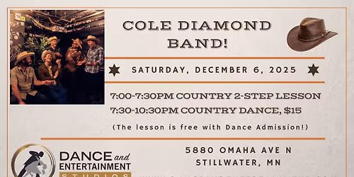 Sat. Dec. 6 - Cole Diamond Country Band & Lesson!