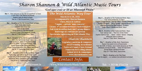 Sharon Shannon March 2026 Wild Atlantic Way Tour