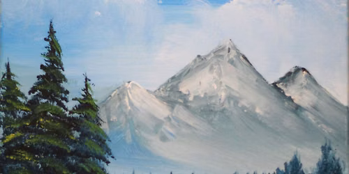Paint n Chill Sat with Free Drink +10% Off Food - Bob Ross Snowy Mountains