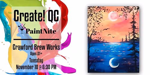 Paint Nite at Crawford Brew Works: Crescent Moon Reflection