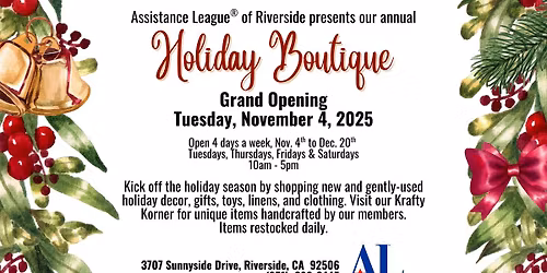 Assistance League\u00ae of Riverside Holiday Boutique